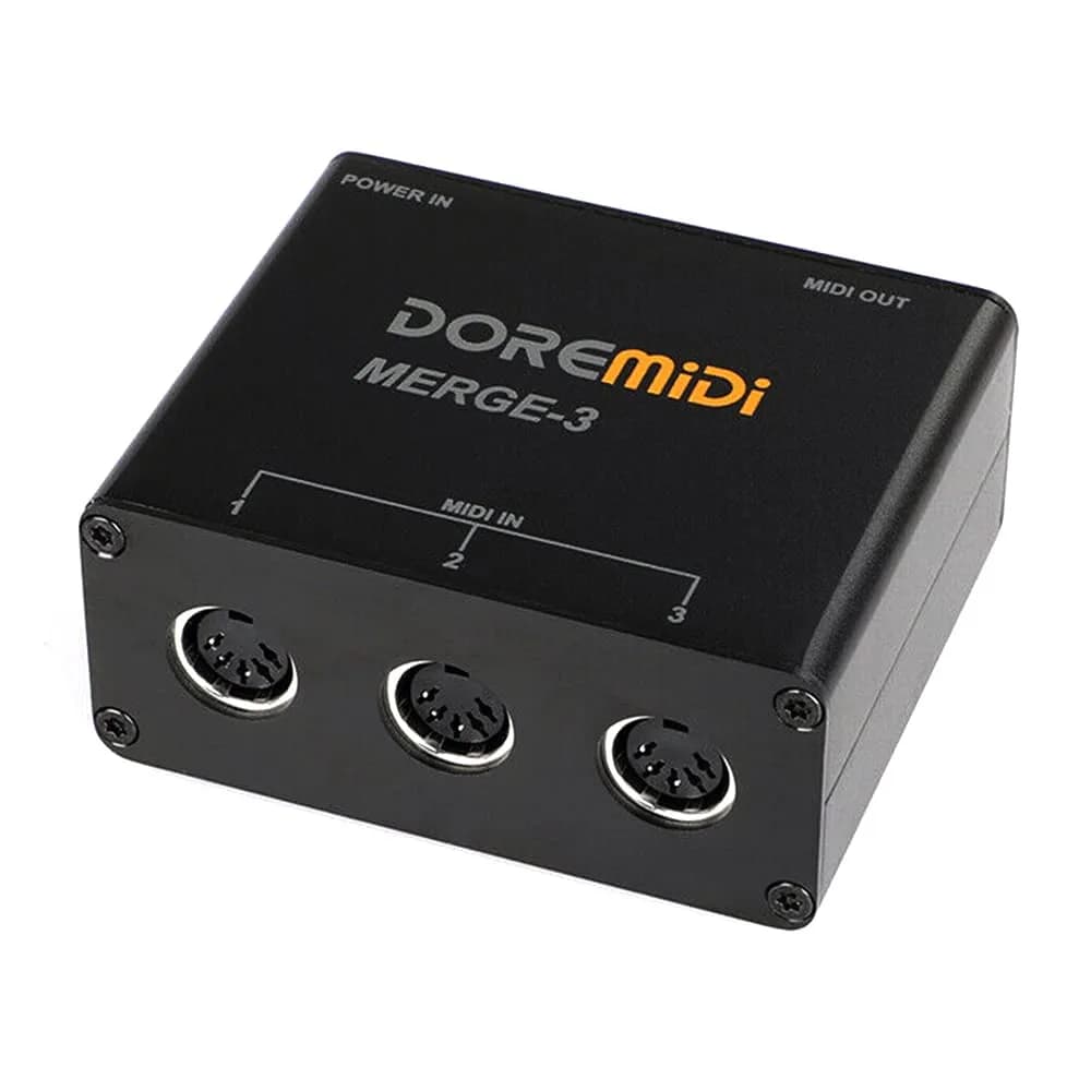 DOREMiDi MERGE-3 MIDI Merge Box with 3 Inputs & 1 Output | USB Powered Hardware MIDI Merger - main product image