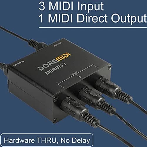 DOREMiDi MERGE-3 MIDI Merge Box with 3 Inputs & 1 Output | USB Powered Hardware MIDI Merger thumbnail 4