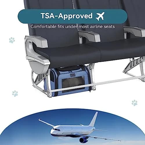 Petsfit Pet Carrier, Blue, Small & Medium Cats & Puppies | Airline Approved & Collapsible thumbnail 3