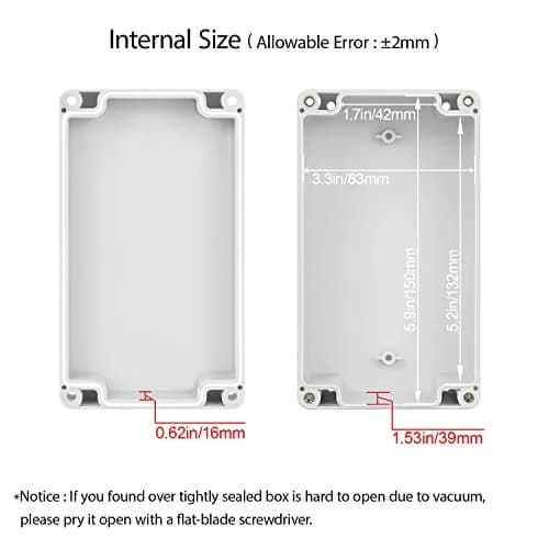 HoHaing Waterproof Plastic Junction Box IP65 6.2" x 3.5" x 2.4" | Weatherproof Electrical Enclosure thumbnail 3