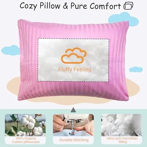 ZPECC Toddler Pillow with Pillowcase - 13x18 Organic Cotton Hypoallergenic Kids Pillow for Travel & Nursery thumbnail 5