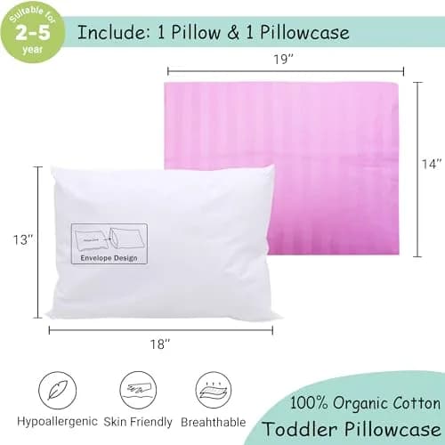 ZPECC Toddler Pillow with Pillowcase - 13x18 Organic Cotton Hypoallergenic Kids Pillow for Travel & Nursery thumbnail 2