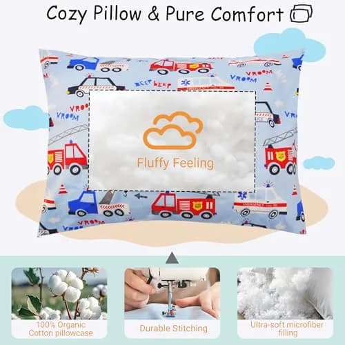 ZPECC Toddler Pillow with Pillowcase 13x18 Organic Cotton Hypoallergenic Kids Pillow for Travel & Nursery thumbnail 5