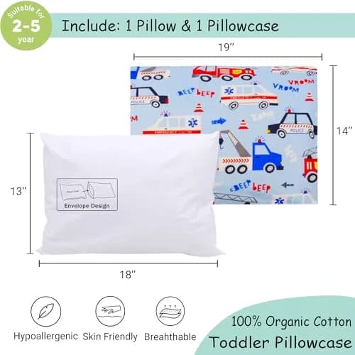 ZPECC Toddler Pillow with Pillowcase 13x18 Organic Cotton Hypoallergenic Kids Pillow for Travel & Nursery thumbnail 2