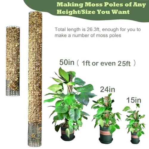 chicarry DIY Moss Pole Kit for Climbing Plants, 26.3ft (7.99m) Steel Wire Mesh with Plier & Zip Ties thumbnail 3