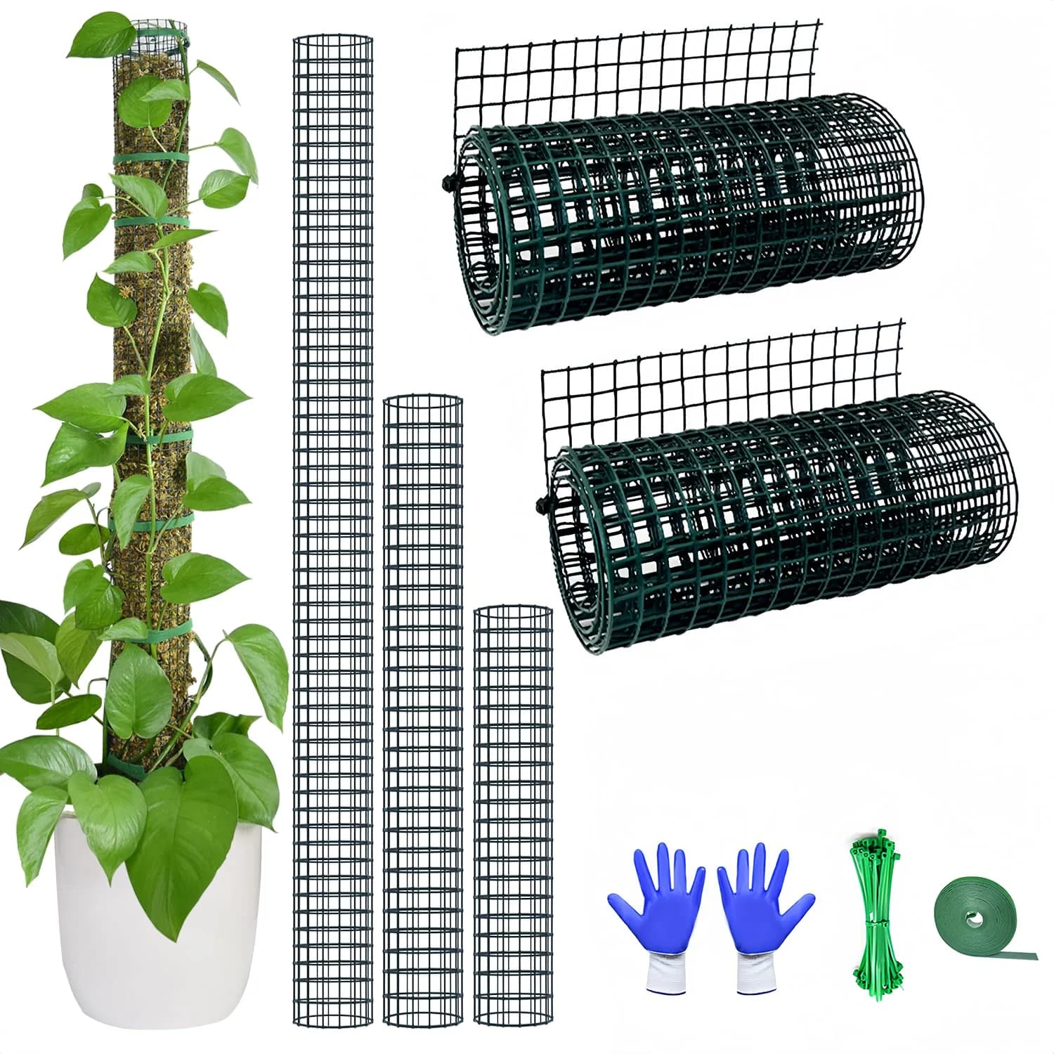 chicarry DIY Moss Pole Kit for Climbing Plants, 203 cm (6.6ft) Steel Wire Mesh with Zip Ties | Make Your Own Plant Support