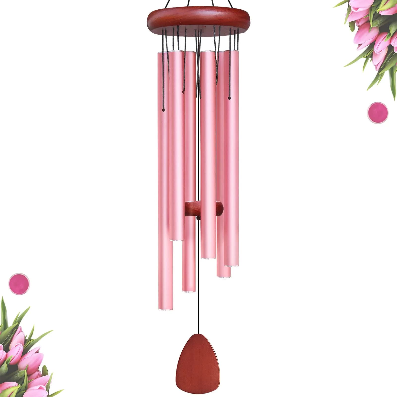 WENANA Large Aluminium Wind Chimes 91.44cm (36 in) | Soothing Melodic Outdoor Garden Decor — Pink Wind Chimes-36"