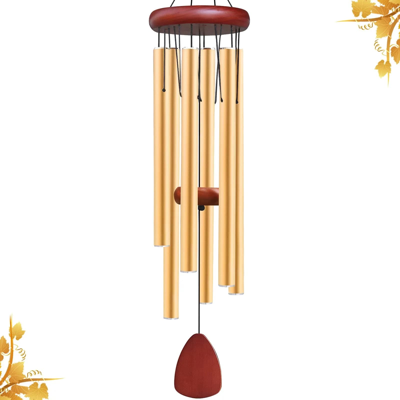 WENANA Large Aluminium Wind Chimes 91.44cm (36 in) | Soothing Melodic Outdoor Garden Decor — Gold Wind Chimes-36"