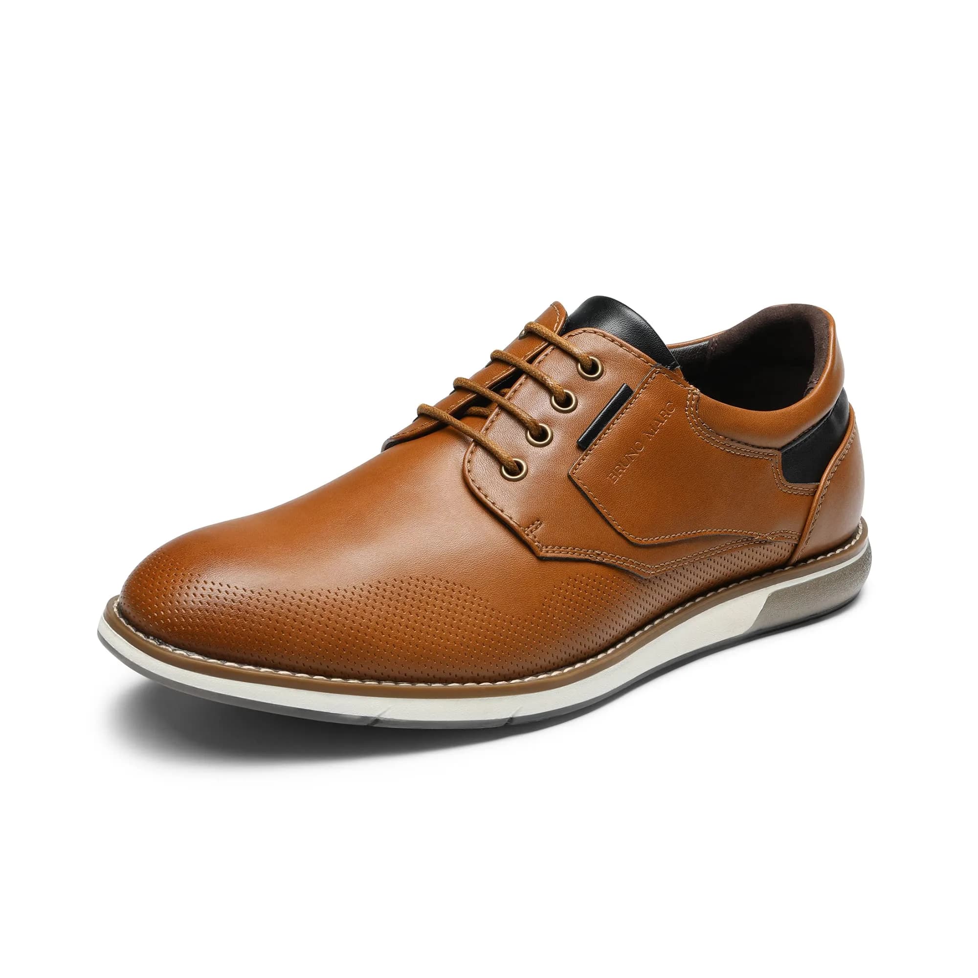 Bruno Marc Men's Dress Oxfords Casual Derby Sneakers, Black, 13 | Breathable Faux Leather & Cushioned Insole — Brown / 13