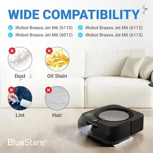 BlueStars 10 Packs m6 Washable Reusable Wet Mopping Pads Gray | Compatible with iRobot Braava Jet m6 Ultimate Robot Mop thumbnail 4