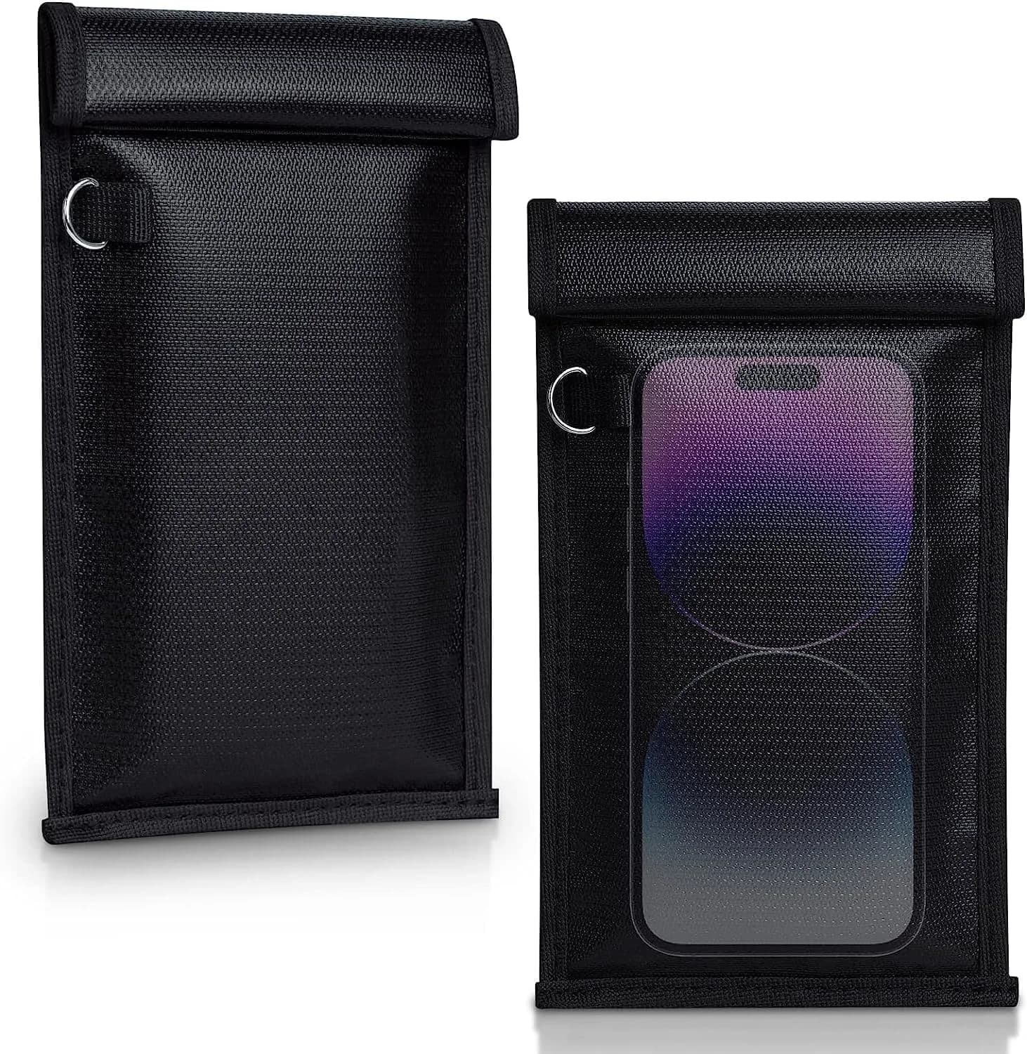 Simket 2 Pack Faraday Bags | Fireproof Waterproof Signal Blocker for Cell Phone & Keys — M(Up to Phone)