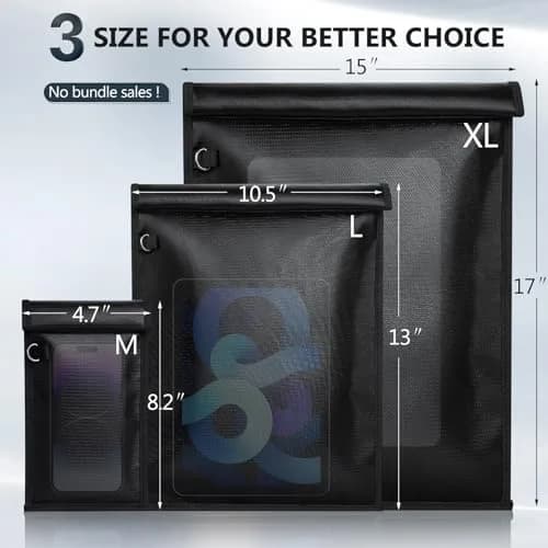 Simket Faraday Bags for Tablets 10"x15" Signal Blocking Pouch | RFID & Signal Shield thumbnail 5
