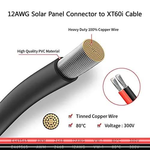 ELFCULB 12AWG Solar to XT60i Cable 0.61m (2FT) | Connects Solar Panels to Portable Power Stations thumbnail 4