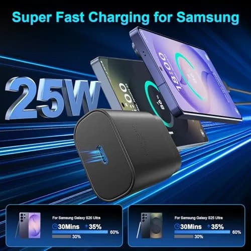 Vilive Super Fast USB C Wall Charger 25W with 12FT Cable | Supports Full Speed Charging & Data Transfer thumbnail 2
