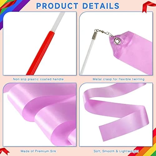 Yilloog Dance Wands 78.7 Inch | Gymnastics Streamers for Artistic Dance & Performance thumbnail 4