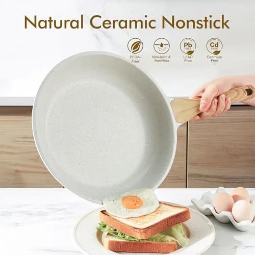 SENSARTE Nonstick Ceramic Frying Pan Skillet 11 Inch | Healthy Induction Compatible Egg Pan thumbnail 2