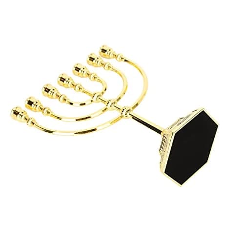 BRTAGG Menorah 7 Branches Gold Candle Holder 17cm (6.7 Inches) | Jerusalem Temple Design thumbnail 5