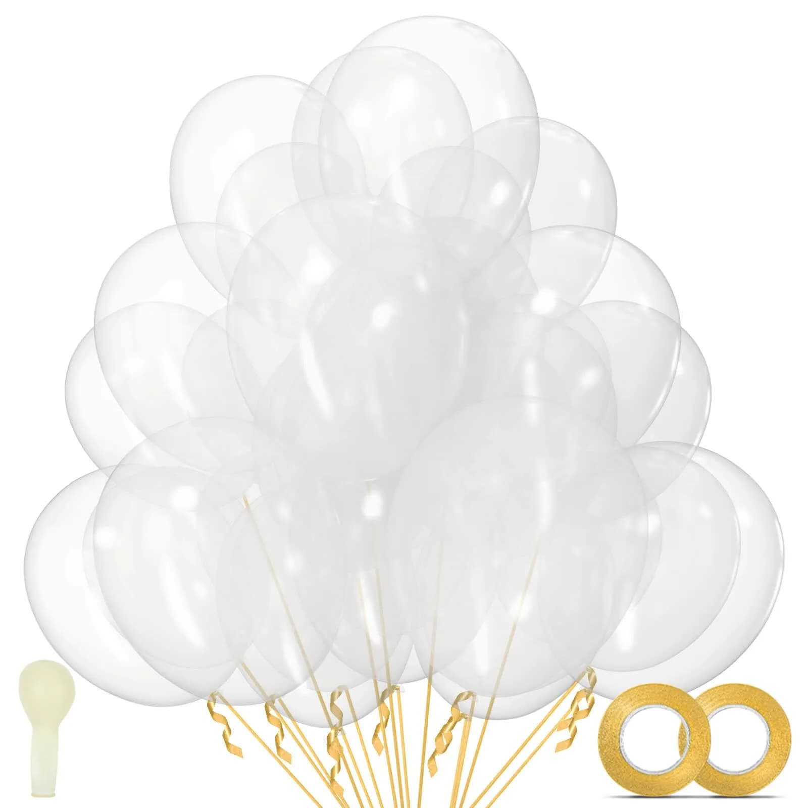 KUULBELA Clear Latex Balloons 12 inch (30.48 cm) | 110 Count Value Pack for Parties - main product image