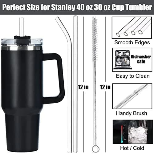ALINK Replacement Glass Straws 8 Pack | 30.48cm (12 in) Bent & Straight for Stanley Tumblers | BPA-Free Borosilicate Glass thumbnail 2