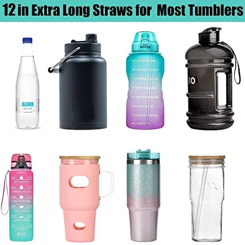 ALINK Clear 8 Pack Glass Straws for Stanley Tumblers | 30cm (12 in) Reusable Borosilicate Glass Straws with 2 Brushes thumbnail 8