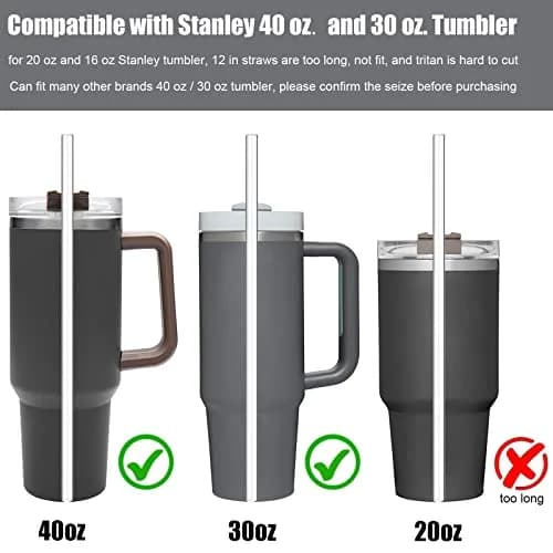ALINK Clear 8 Pack Glass Straws for Stanley Tumblers | 30cm (12 in) Reusable Borosilicate Glass Straws with 2 Brushes thumbnail 3