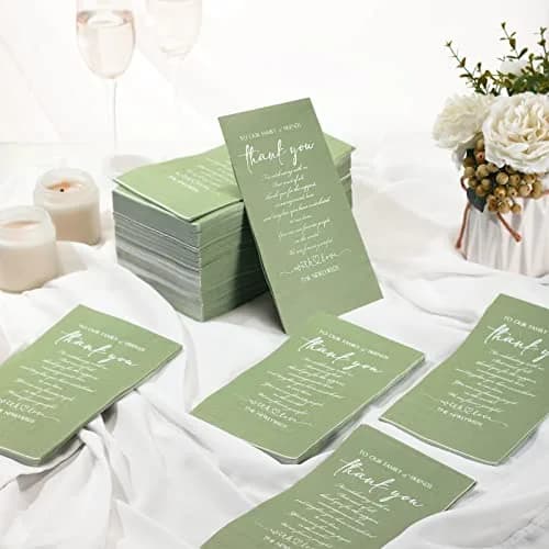 Fumete Disposable Thank You Wedding Napkins 3 Ply | Sage Green Elegant Party Tissues (13 x 15.8 inches) thumbnail 3