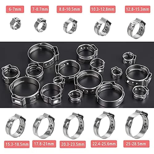 Alfykym 40 Pack 22.4mm-25.6mm Single Ear Hose Clamps | Stainless Steel PEX Cinch Clamps for Secure Plumbing thumbnail 5
