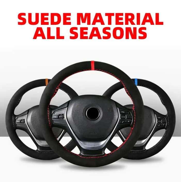 AUCELI Car Steering Wheel Cover 15 Inch Genuine Leather Universal Auto Interior thumbnail 3