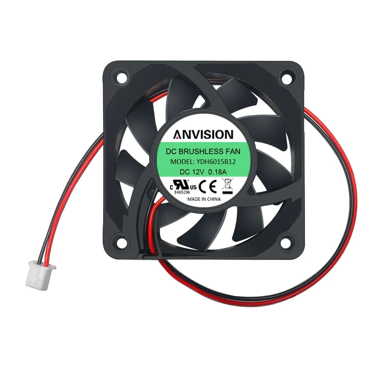 ANVISION 60mm x 15mm DC 12V Brushless Cooling Fan | Dual Ball Bearing for Electronics - main product image