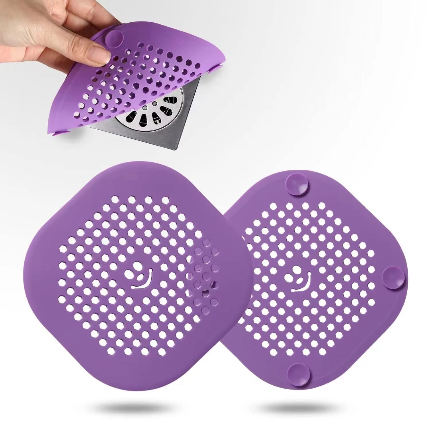 Couidl Drain Hair Catcher Silicone Drain Cover 2 Pack | Deep Purple, Anti-Clogging, Easy Install