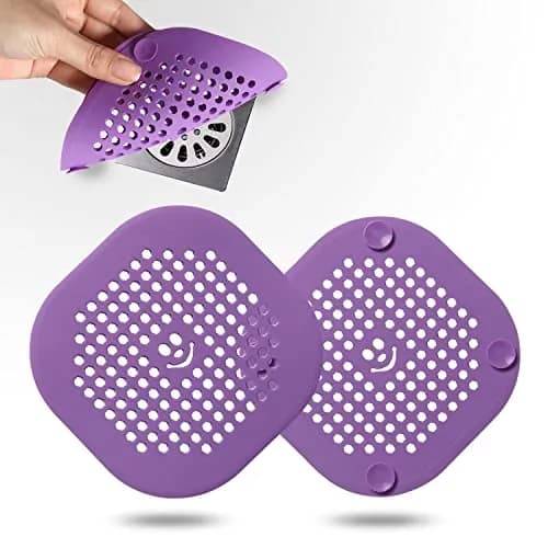 Couidl Drain Hair Catcher Silicone Drain Cover 2 Pack | Deep Purple, Anti-Clogging, Easy Install thumbnail 1