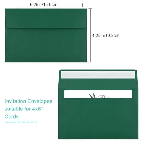 Joyberg Dark Green A4 Envelopes 10.8cm x 16cm (4.25 x 6.25 inches) | 65 Pack Self Seal for Invitations thumbnail 2