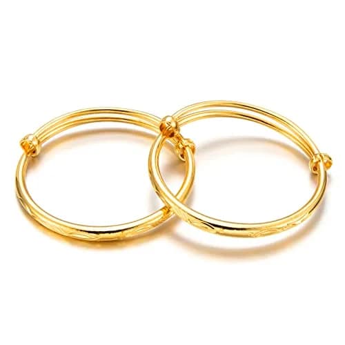 Ethlyn 18K Gold Plated Star Bangles Set (2 Pcs, 4.5-5.5cm Inner Diameter) | Adjustable Lucky Charm Bracelets for Girls thumbnail 1
