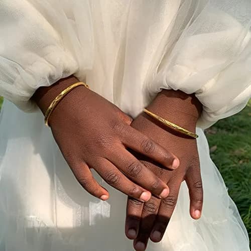 Ethlyn 18K Gold Plated Star Bangles Set (2 Pcs, 4.5-5.5cm Inner Diameter) | Adjustable Lucky Charm Bracelets for Girls thumbnail 5