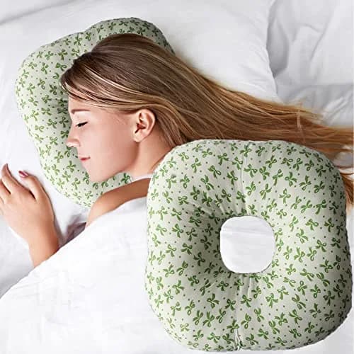 Wuronsa Ear Piercing Pillow with Hole for Cartilage Piercings, CNH Support | 23cm (9") Round Pillow thumbnail 1