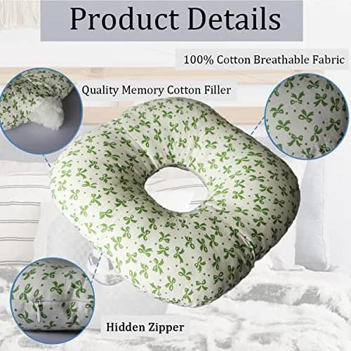 Wuronsa Ear Piercing Pillow with Hole for Cartilage Piercings, CNH Support | 23cm (9") Round Pillow thumbnail 4