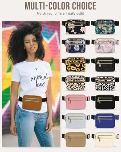 Capolo Waist Pack for Women 4 Zip Pockets | Water-Resistant Casual Belt Bag (7.4x5.7 inch) thumbnail 6