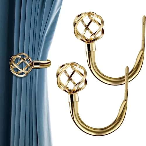 HIKMLK Handmade Metal Curtain Holdbacks 2pcs | Heavy Duty Wall Hooks for Drapes & Windows thumbnail 1