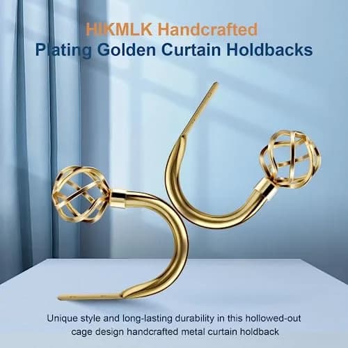 HIKMLK Handmade Metal Curtain Holdbacks 2pcs | Heavy Duty Wall Hooks for Drapes & Windows thumbnail 2
