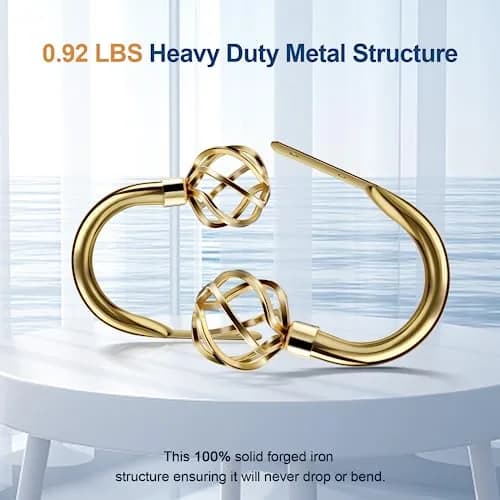 HIKMLK Handmade Metal Curtain Holdbacks 2pcs | Heavy Duty Wall Hooks for Drapes & Windows thumbnail 3