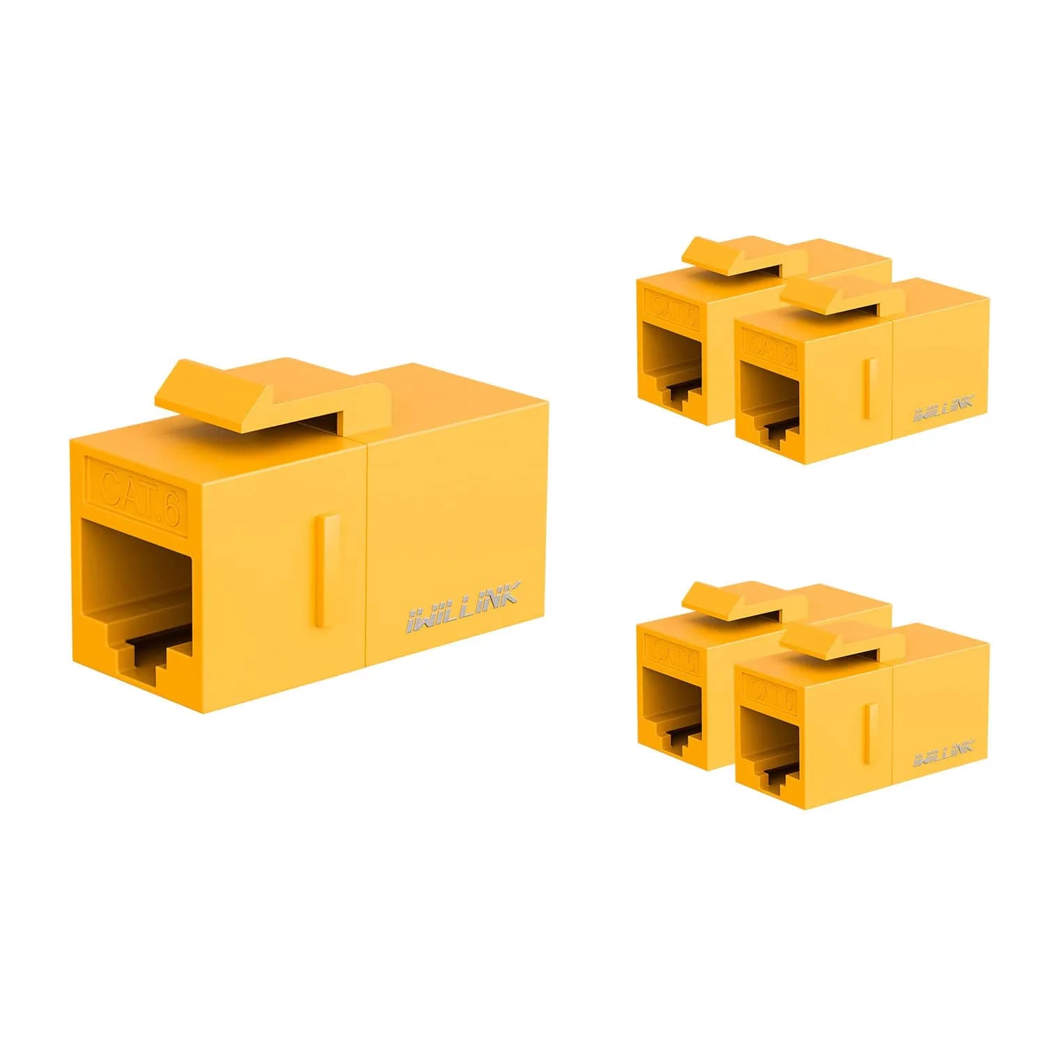 iwillink Cat6 Keystone Coupler 10-Pack White | Connects Two Ethernet Cables — Yellow / Cat6