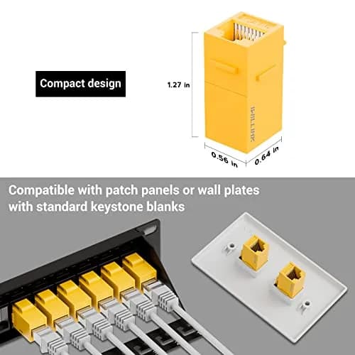 iwillink Cat6 Keystone Coupler 5-Pack Yellow | Connects Two Ethernet Cables for 10Gbps Speeds thumbnail 5