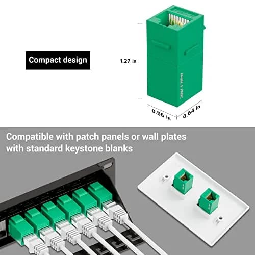 iwillink RJ45 Cat6 Keystone Coupler, 10-Pack, Green | Reliable Ethernet Connection for Home & Office thumbnail 5