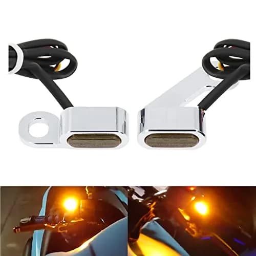 HCmotorku LED Turn Signal Running Lights for Harley Sportster 2004-2022, Chrome Housing Smoked Lens | Dual-Function Amber Indicator Lights thumbnail 1