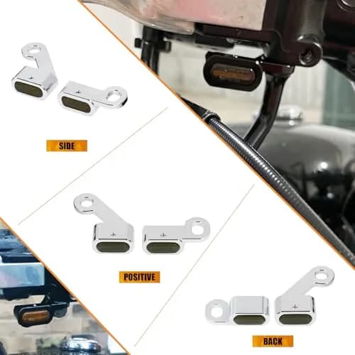 HCmotorku LED Turn Signal Running Lights for Harley Sportster 2004-2022, Chrome Housing Smoked Lens | Dual-Function Amber Indicator Lights thumbnail 4