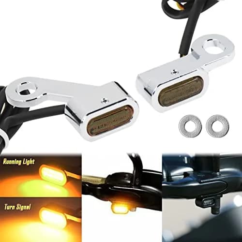 HCmotorku LED Turn Signal Running Lights for Harley Sportster 2004-2022, Chrome Housing Smoked Lens | Dual-Function Amber Indicator Lights thumbnail 2