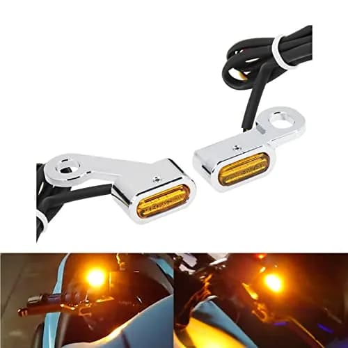HCmotorku LED Turn Signal Running Light Front Indicators Blinker Lights for Harley Sportster 2004-2022 (Chrome Housing Amber Lens, 2-Pack) thumbnail 1