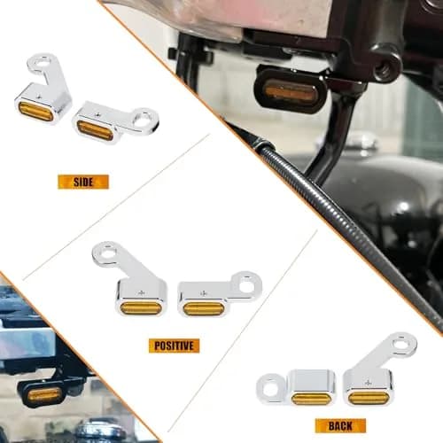 HCmotorku LED Turn Signal Running Light Front Indicators Blinker Lights for Harley Sportster 2004-2022 (Chrome Housing Amber Lens, 2-Pack) thumbnail 4