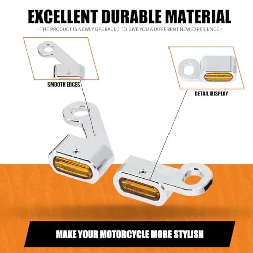HCmotorku LED Turn Signal Running Light Front Indicators Blinker Lights for Harley Sportster 2004-2022 (Chrome Housing Amber Lens, 2-Pack) thumbnail 7