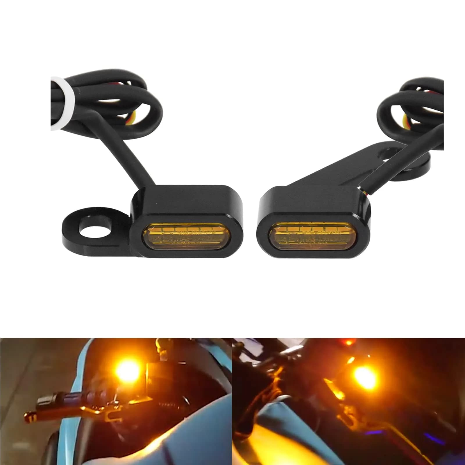 HCmotorku LED Turn Signal Light Running Light Front Indicators Blinker Lights Mini for Harley Sportster 2004-2022 (Black Housing Amber Lens)